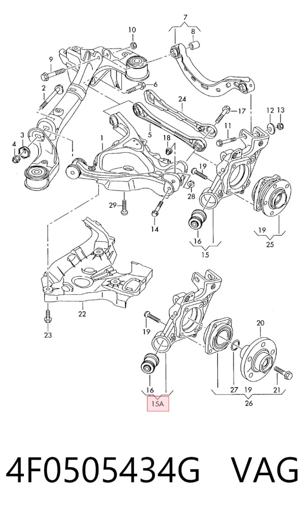 Цапфа задняя правая 4F0505434G VAG