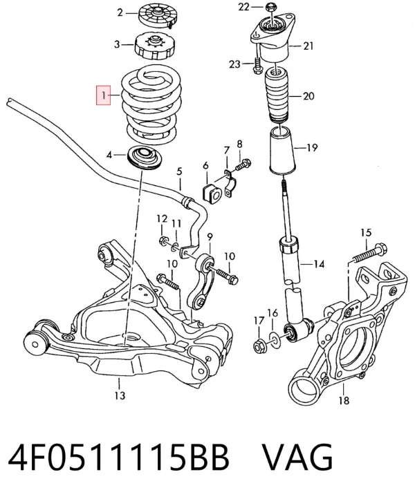 Задняя пружина 4F0511115BB VAG