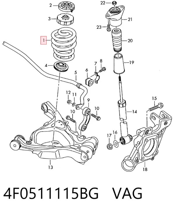 Задняя пружина 4F0511115BG VAG