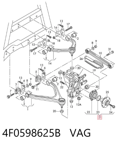 Подшипник ступицы передней/задней VAG 4F0598625B