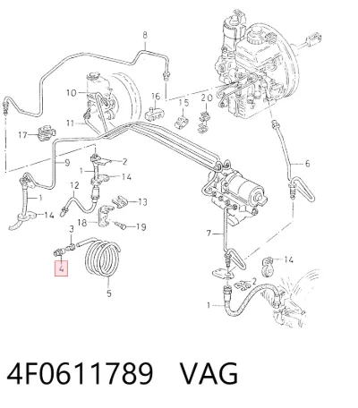 Штуцер соединительный тормозных трубок VAG 4F0611789