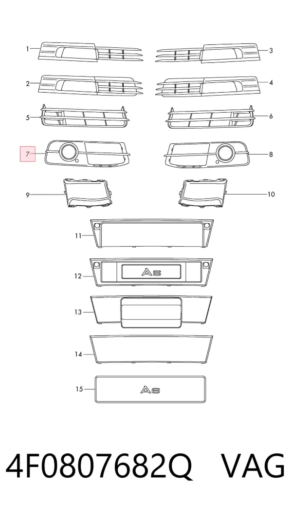Решетка бампера переднего правая 4F0807682Q VAG