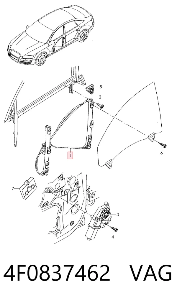 Стеклоподъемник передней правой двери 4F0837462 VAG