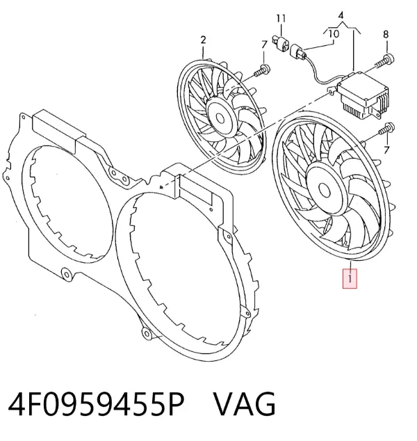 Электровентилятор охлаждения 4F0959455P VAG
