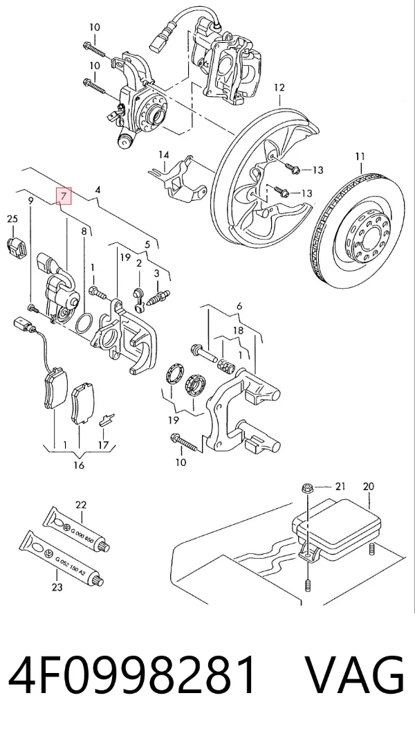 Мотор привода тормозного суппорта заднего 4F0998281 VAG