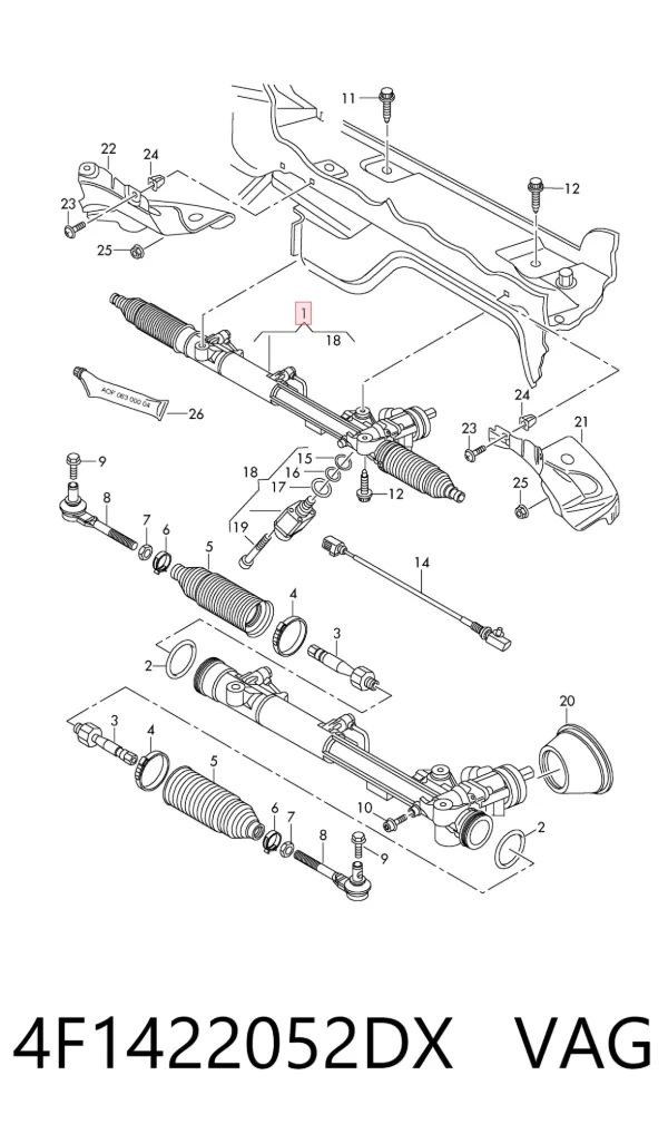 Рулевая рейка 4F1422052DX VAG
