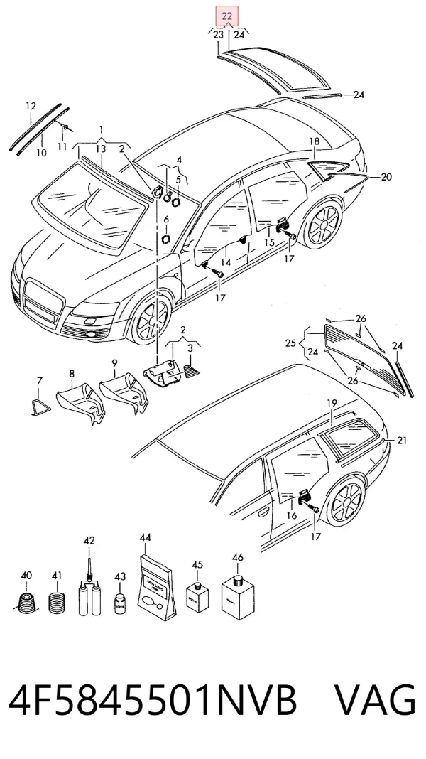 Заднее стекло Audi A6 C6