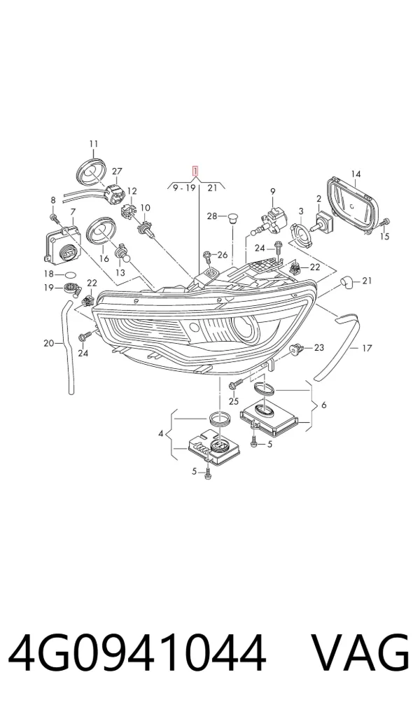 Правая фара 4G0941044 VAG