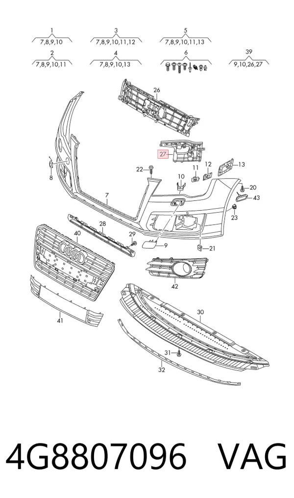 Кронштейн бампера переднего правый 4G8807096 VAG