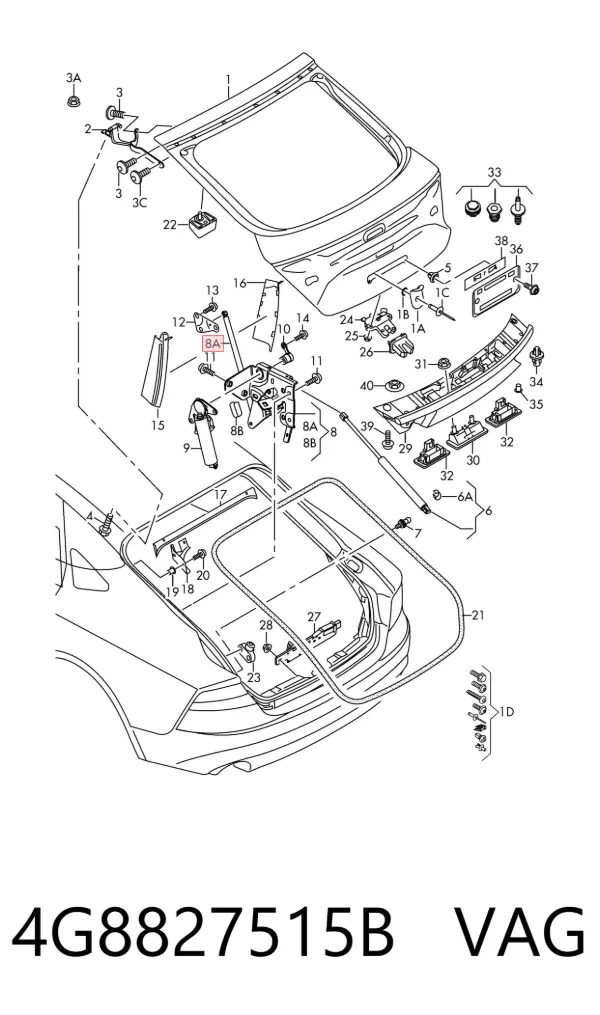 Петля крышки багажника 4G8827515B VAG