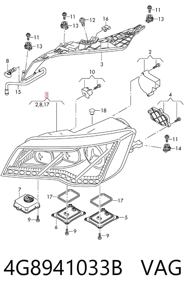 Левая фара 4G8941033B VAG