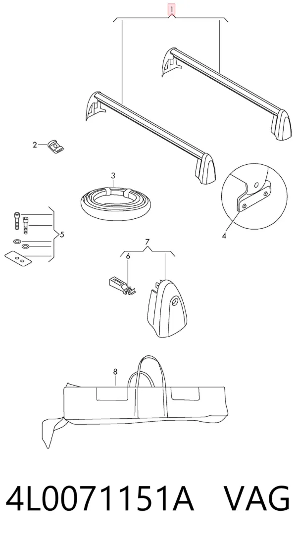 Багажник крыши 4L0071151A VAG