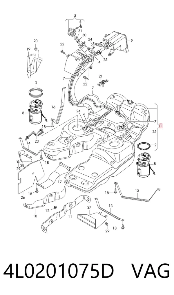 Бензобак 4L0201075D VAG