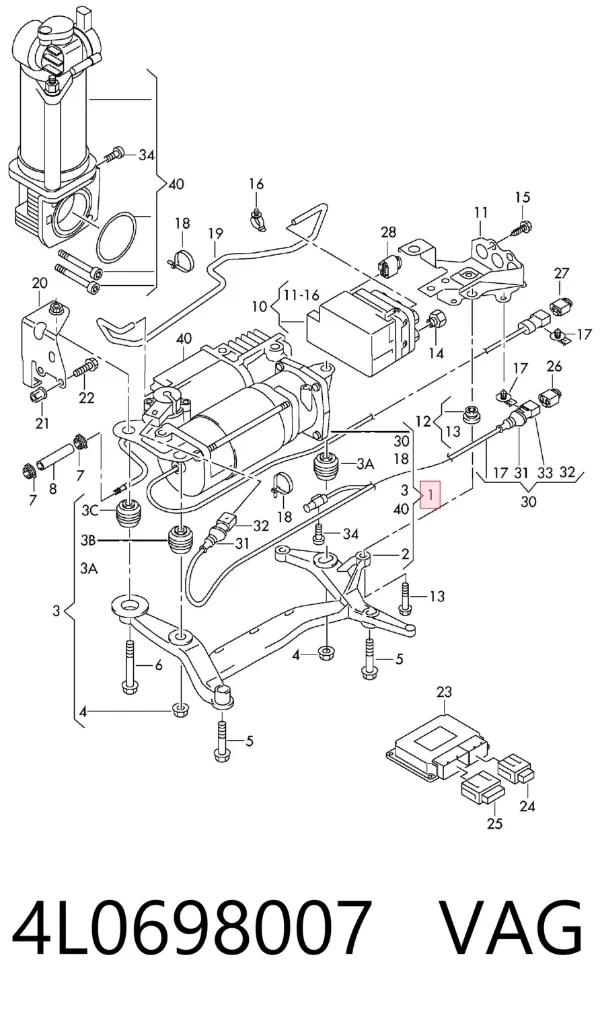 Компрессор пневмоподкачки (амортизаторов) 4L0698007 VAG