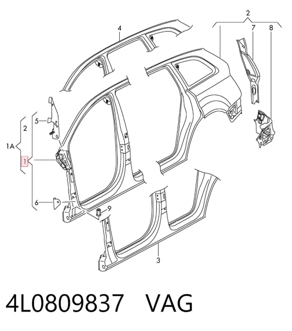 Проем передней левой двери 4L0809837 VAG