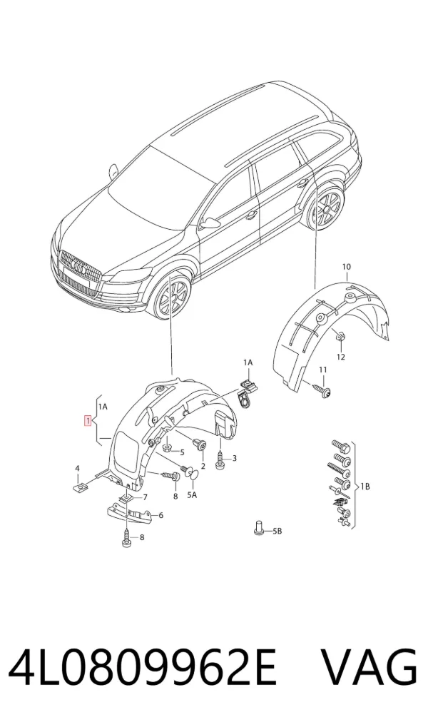 Подкрылок передний правый 4L0809962E VAG
