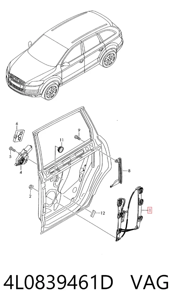 Механизм стеклоподъемника двери задней левой 4L0839461D VAG