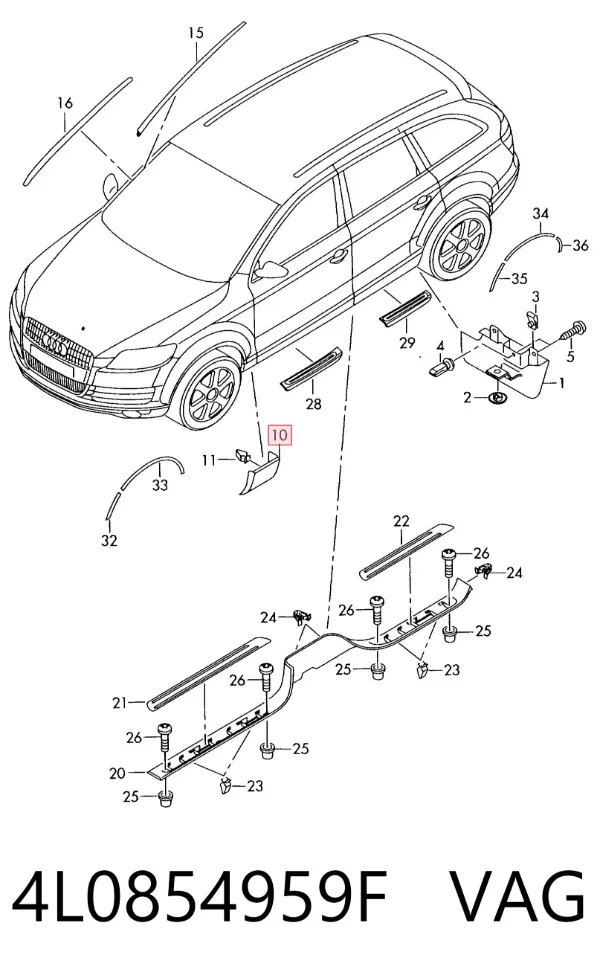 Накладка крыла переднего левого 4L0854959F VAG