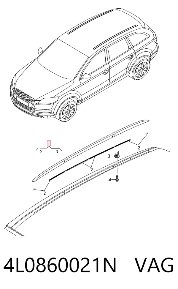 Рейлинг крыши левый 4L0860021N VAG
