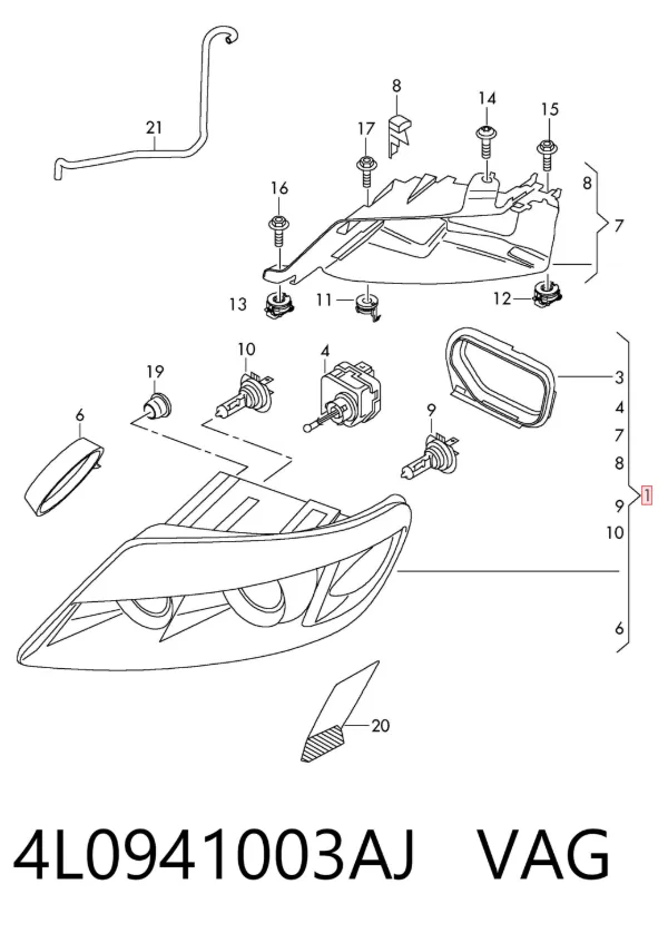 Левая фара 4L0941003AJ VAG