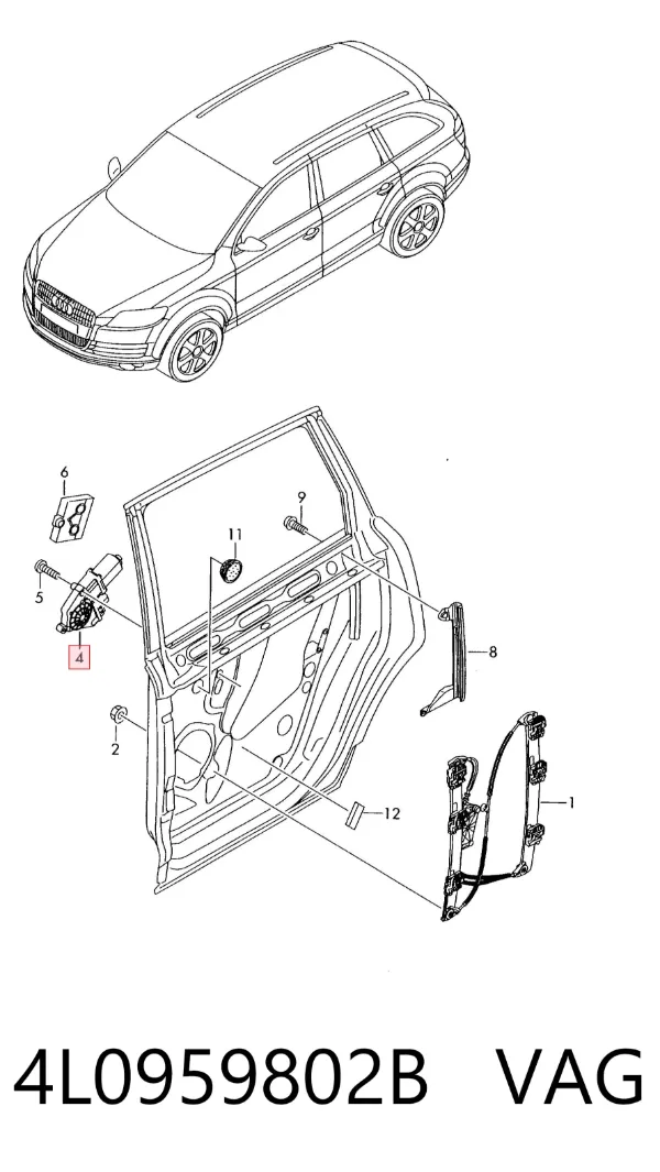 Мотор стеклоподъемника двери задней правой 4L0959802B VAG