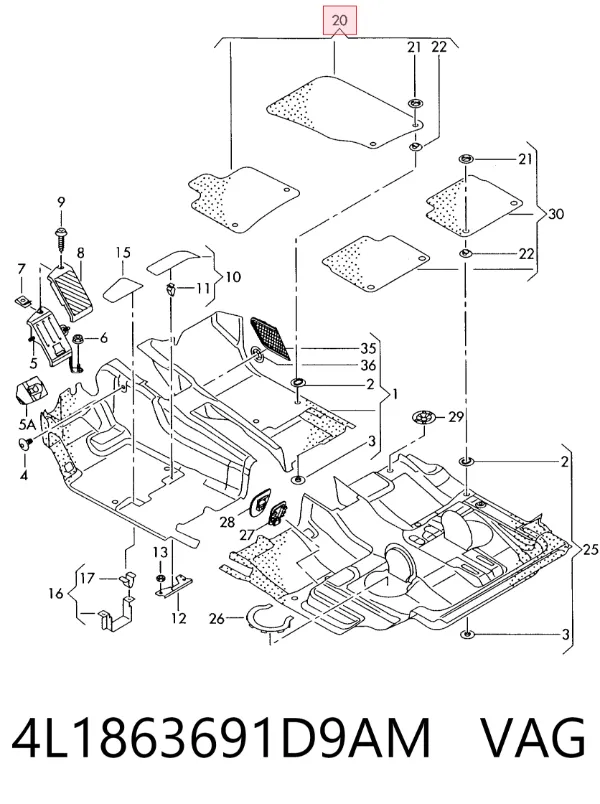 Коврики 4L1863691D9AM VAG