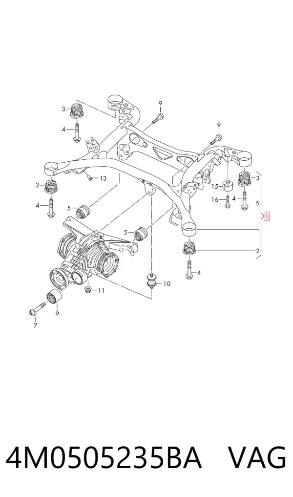 Подрамник задний 4M0505235BA VAG