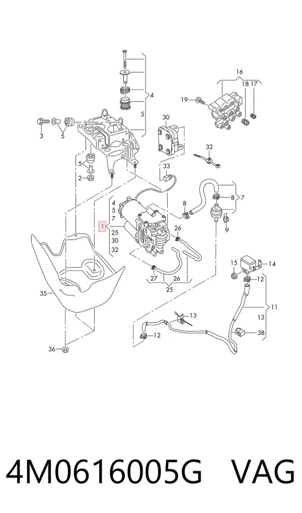 Компрессор пневмоподкачки (амортизаторов) 4M0616005G VAG