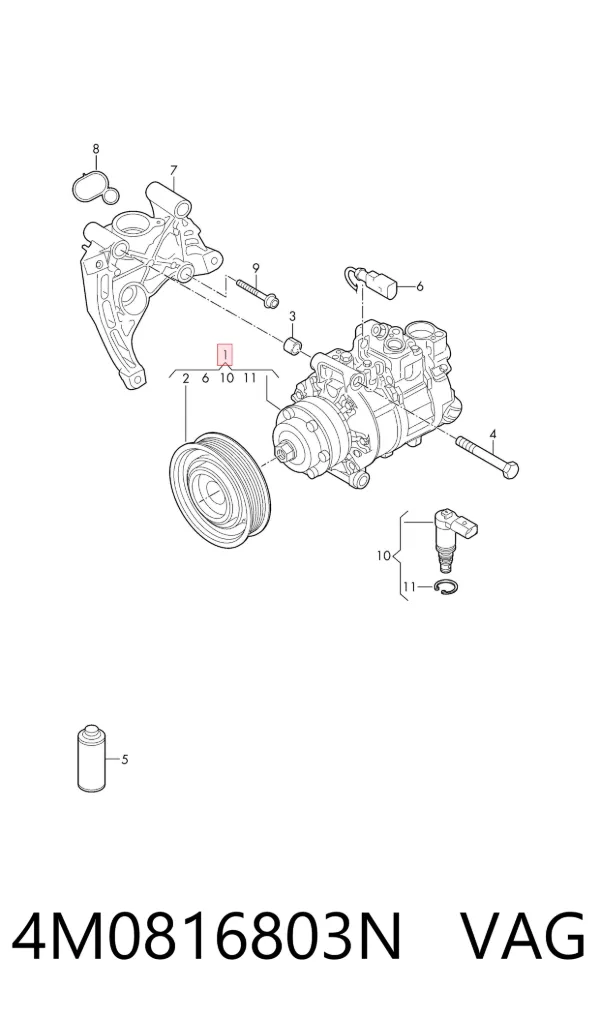 Компрессор кондиционера 4M0816803N VAG