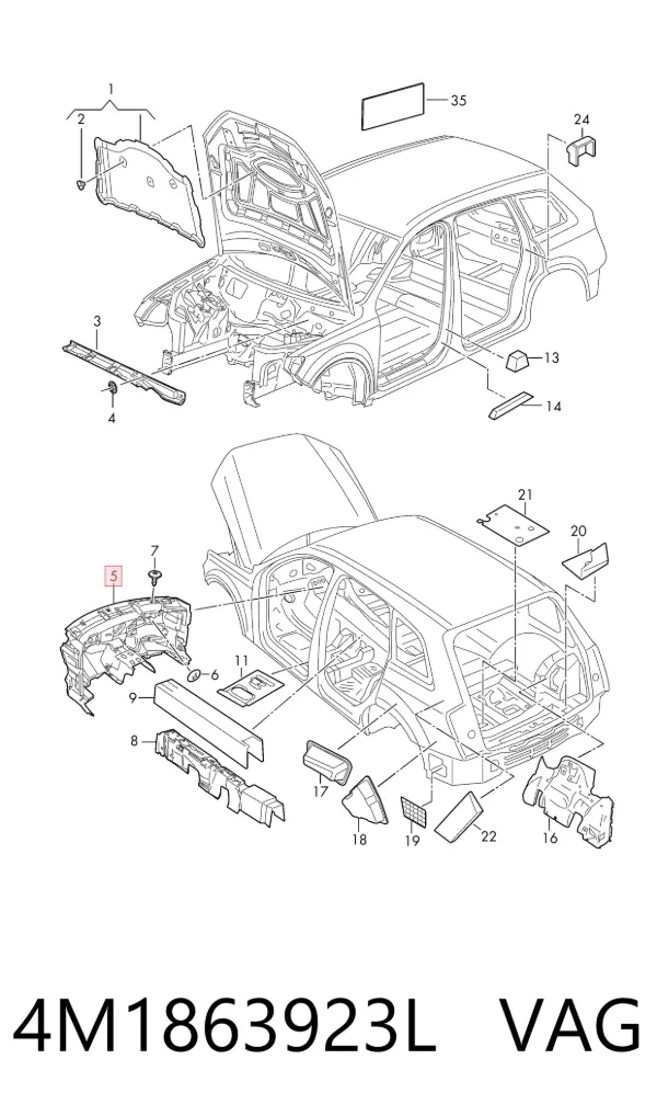 Шумоизоляция моторного щита 4M1863923L VAG