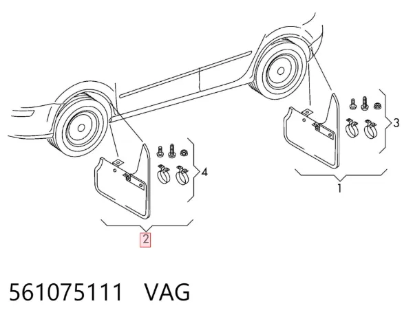 Задние брызговики 561075111 VAG
