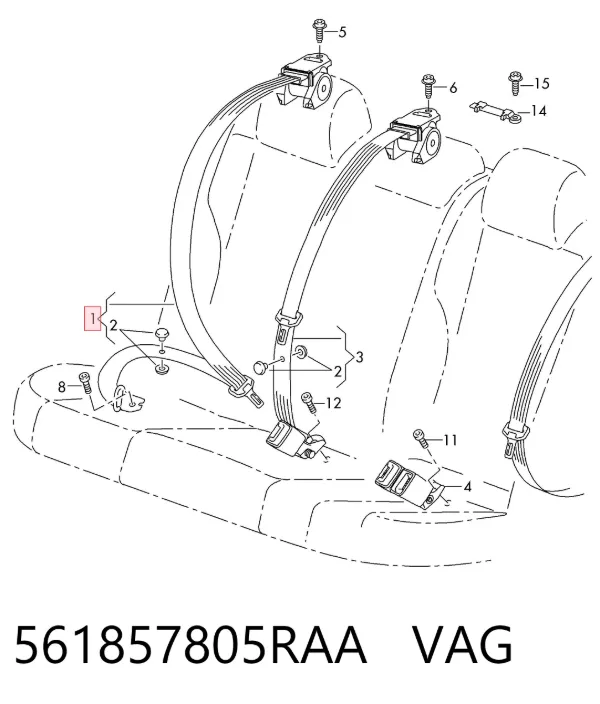Ремень безопасности задний левый 561857805RAA VAG