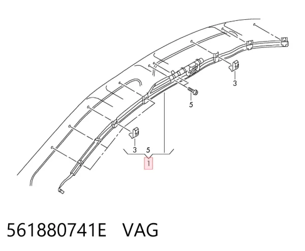 Шторка боковая, левая 561880741E VAG