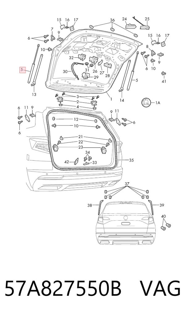 Амортизатор багажника 57A827550B VAG