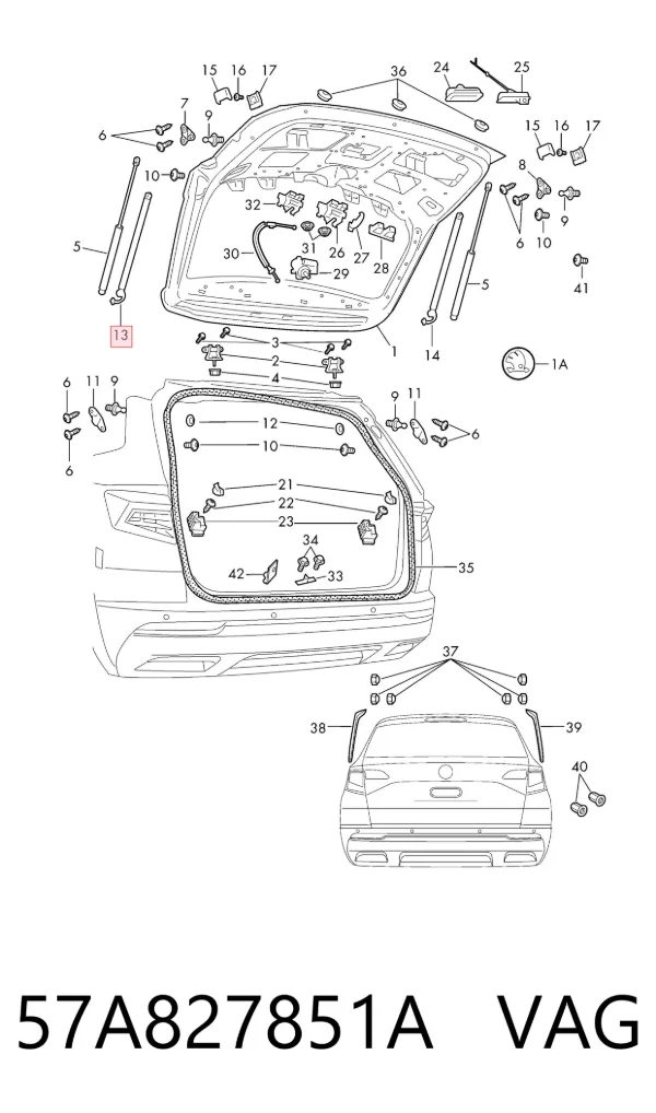 Амортизатор багажника 57A827851A VAG