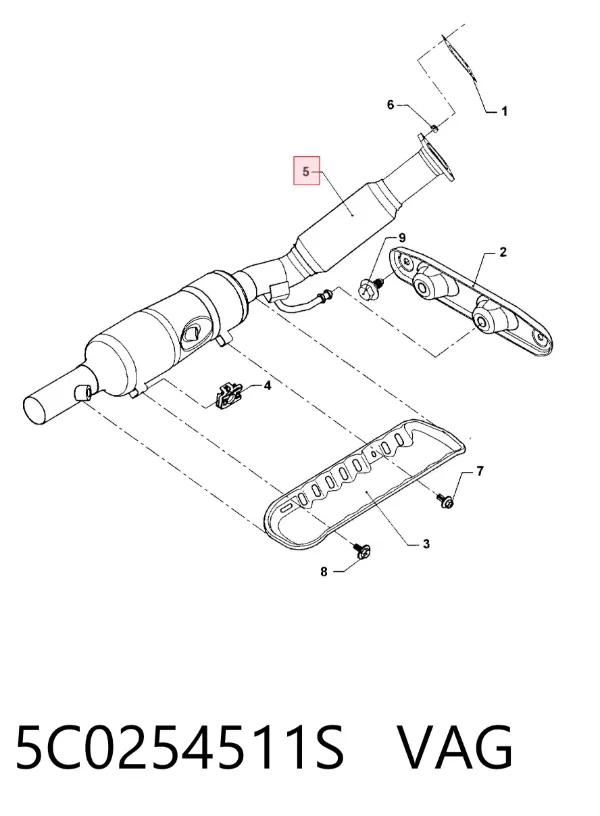 Передняя часть глушителя 5C0254511S VAG