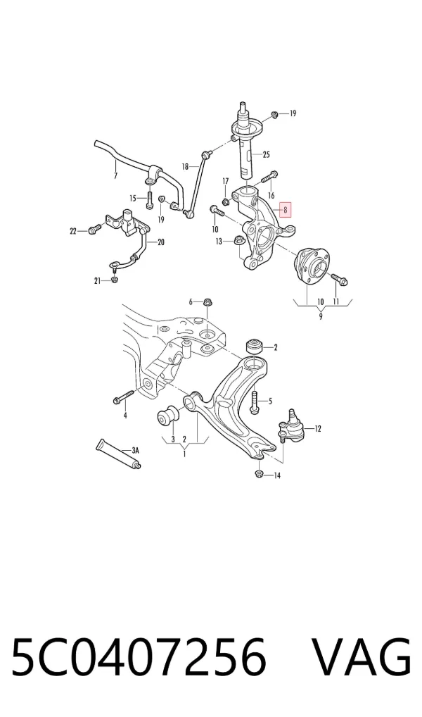 Цапфа передняя правая 5C0407256 VAG