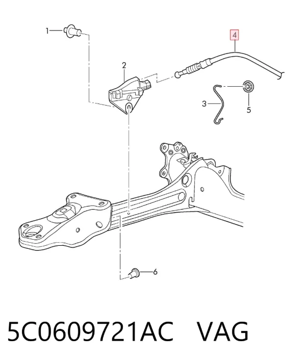 Задний трос ручника 5C0609721AC VAG