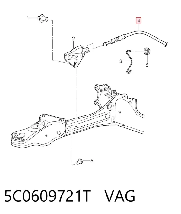Задний трос ручника 5C0609721T VAG