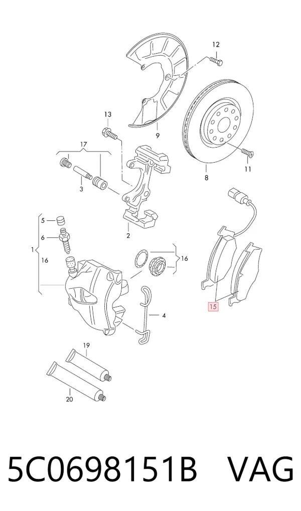 Передние тормозные колодки 5C0698151B VAG