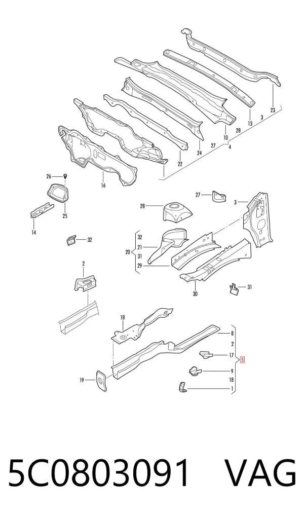 Лонжерон левый 5C0803091 VAG