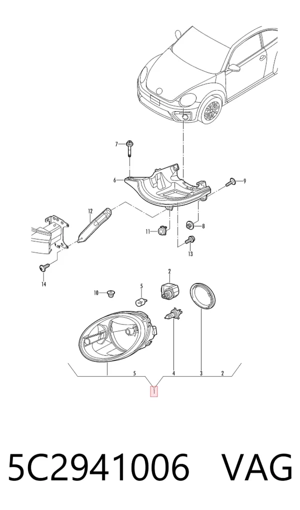 Правая фара 5C2941006 VAG