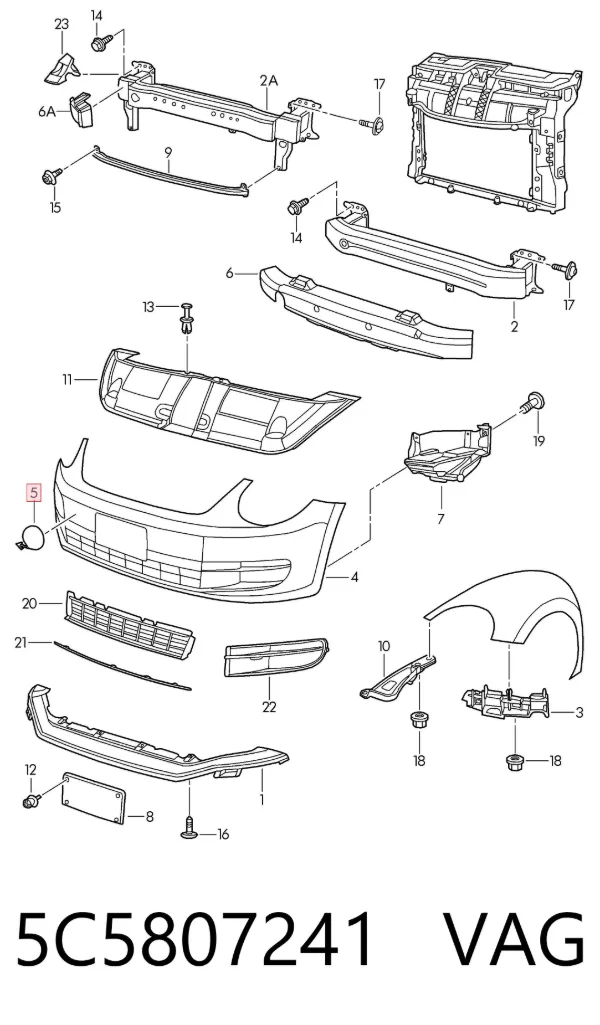 Заглушка буксировочного крюка 5C5807241 VAG