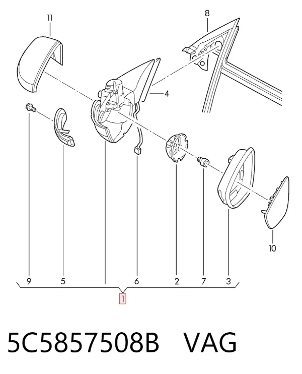 Правое зеркало 5C5857508B VAG