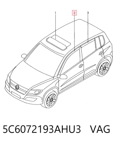 Дефлектор окон на стекло двери, комплект 2 шт VAG 5C6072193AHU3