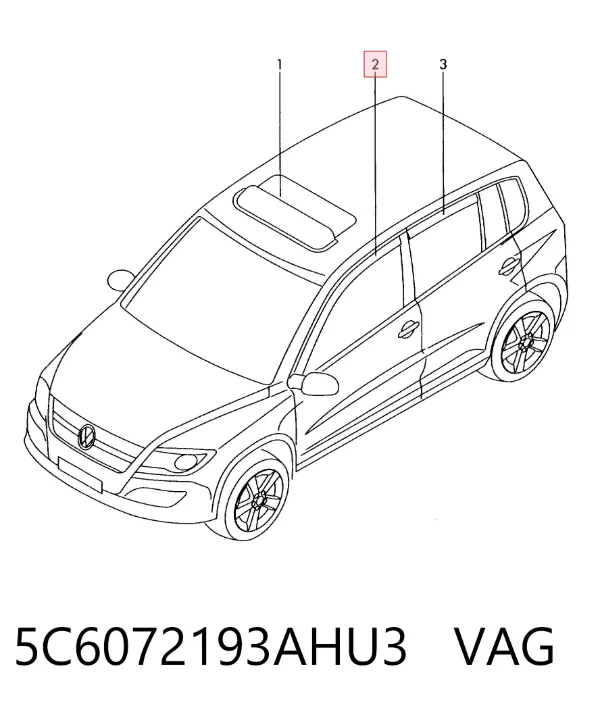 Дефлектор окон на стекло двери, комплект 2 шт 5C6072193AHU3 VAG