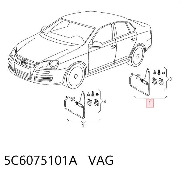 Задние брызговики 5C6075101A VAG