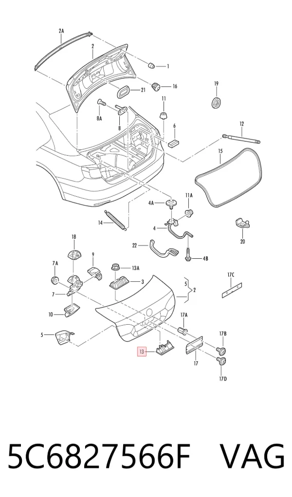 Кнопка привода замка багажника 5C6827566F VAG