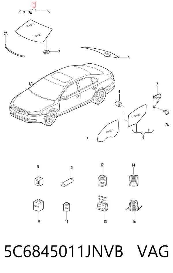 Лобовое стекло 5C6845011JNVB VAG