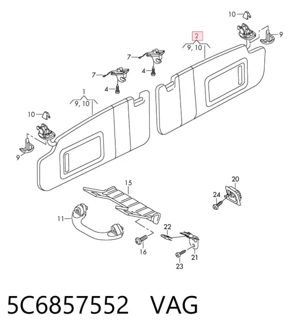 Солнцезащитный козырек 5C6857552 VAG